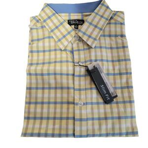 GALAXY BY HARVIC Button Down Shirt Short Sleeve Golf Country‎ Club LARGE